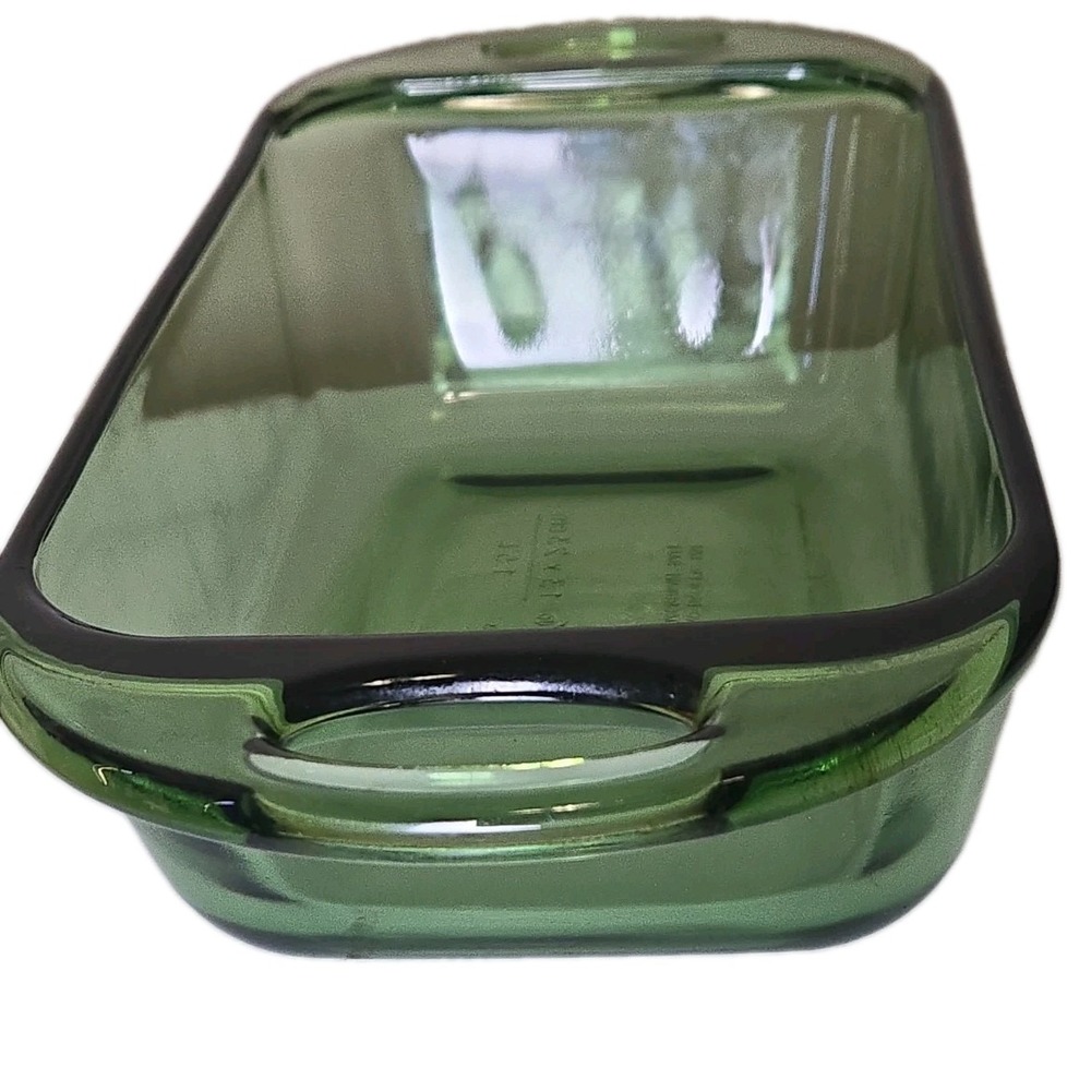 VTG Fire King Green Glass Baking Dish 6x9 Anchor Hocking Ovenware Casserole USA